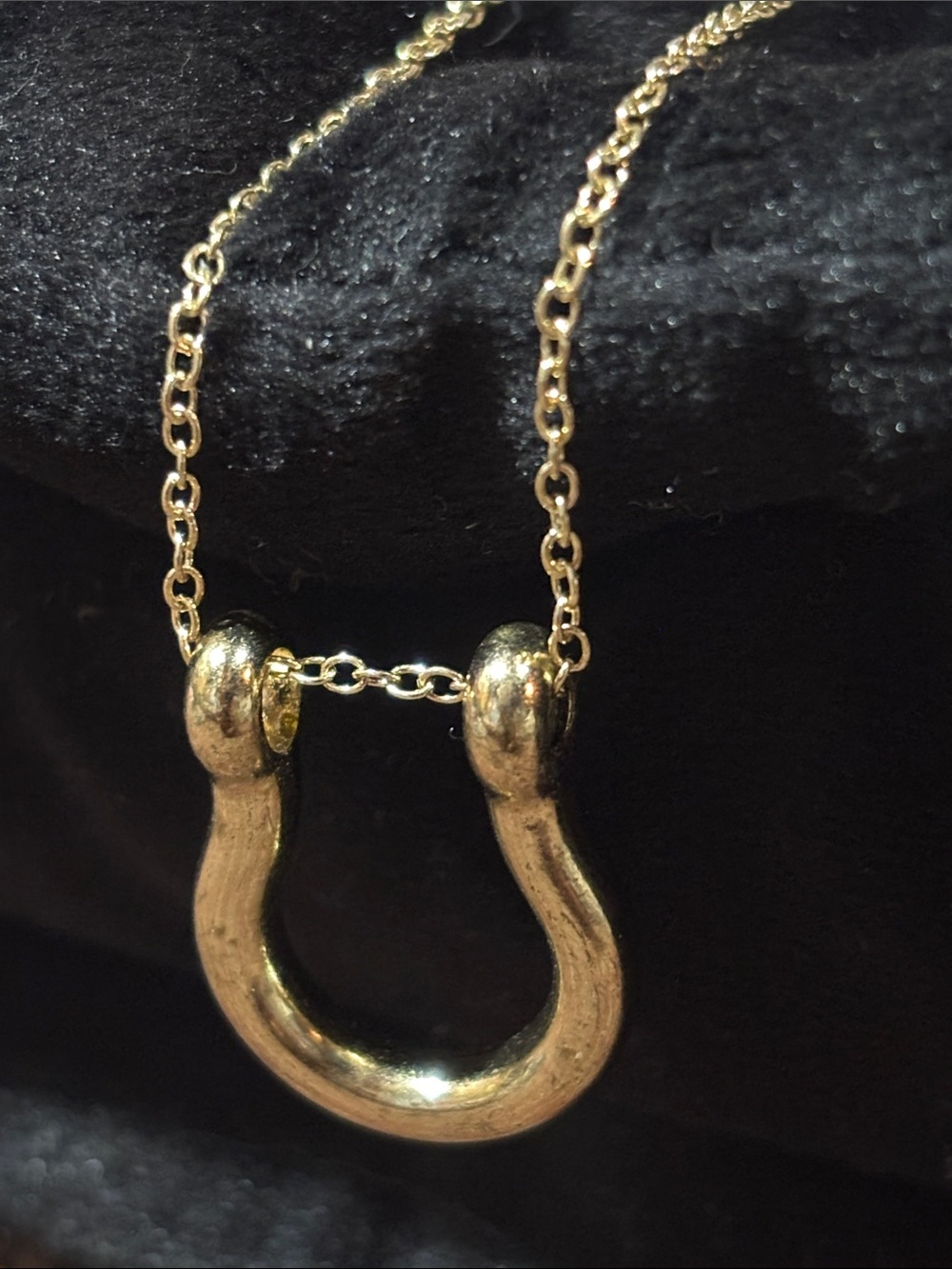 KB primitive horseshoe necklace gold tone equestrian simple dainty necklace 16”+